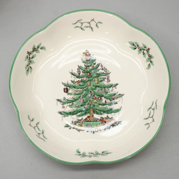 Spode 2 Serving Bowls Vegetable Salad Side Dishes Christmas Tree England - S3324 - Picture 3 of 12